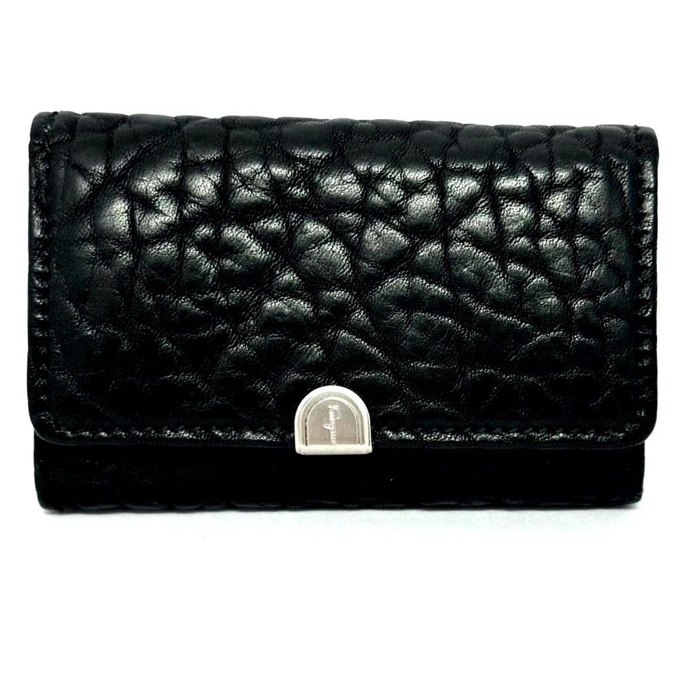Salvatore Ferragamo Leather Key Case Black